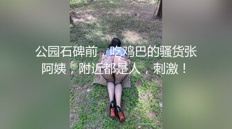 公园石碑前，吃鸡巴的骚货张阿姨，附近都是人，刺激！